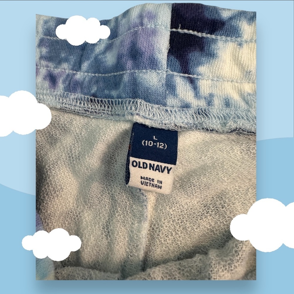 Old Navy Girls Size L 10-12 Jogger Sweatpants Pockets Drawstring Tie Dye Blue - Picture 4 of 7